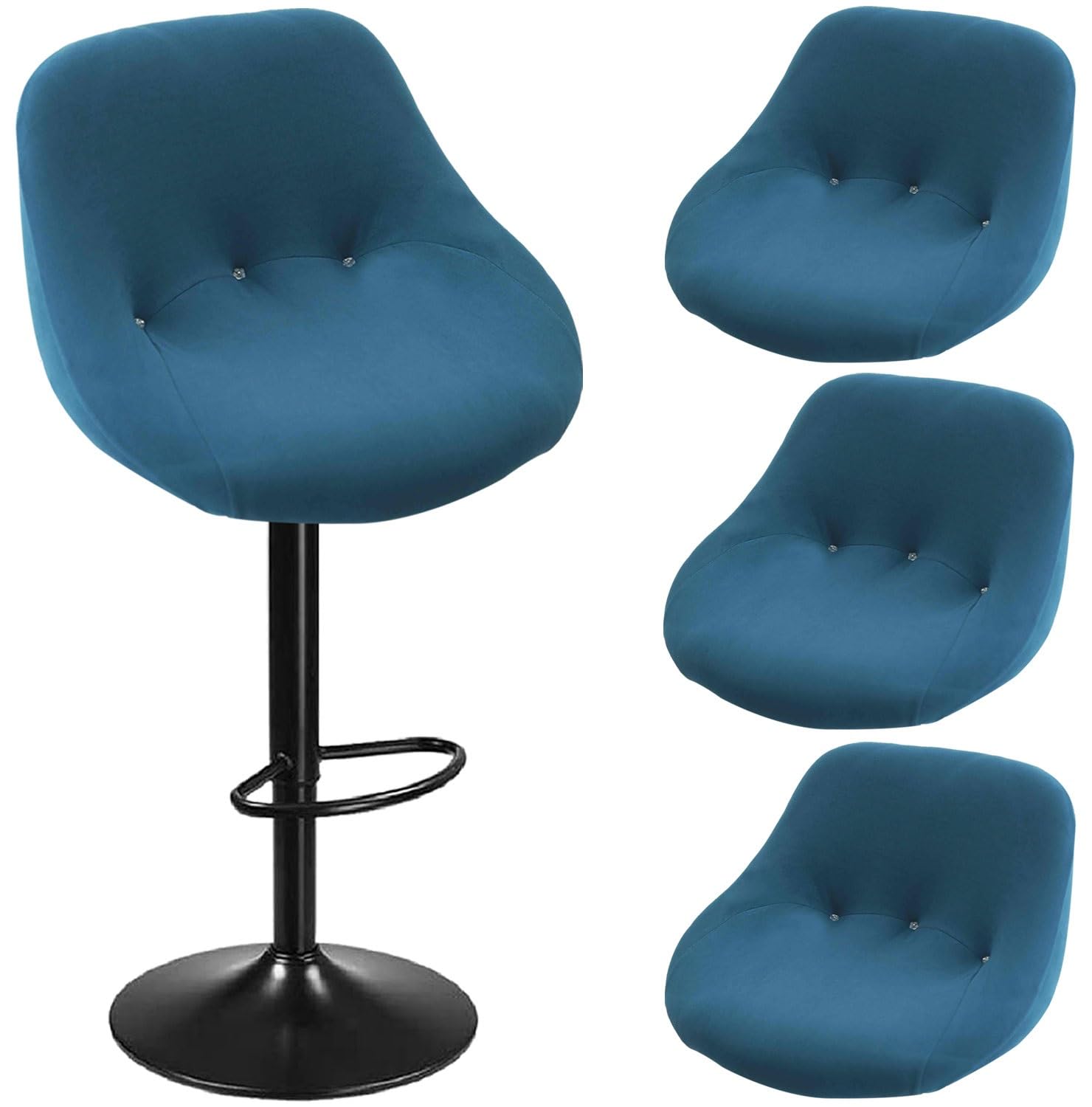 SDNAM Pub Bar Counter Stool Chair Covers with Back and Arms Set of 4/2/1 Stretch, Swivel Curved Kitchen Barstool Chair Cover Curved Back Bar Stool Slipcovers with Arms(H20,4PCS)