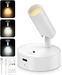 GOODEA Spotlights Indoor, 3000mAh Rechargeable Battery Plant Spotlight Indoor with Remote, Wireless Led Uplighting with 3 Colors & Timer, Mini Picture Light for Painting, Accent Lighting (2 pcs)
