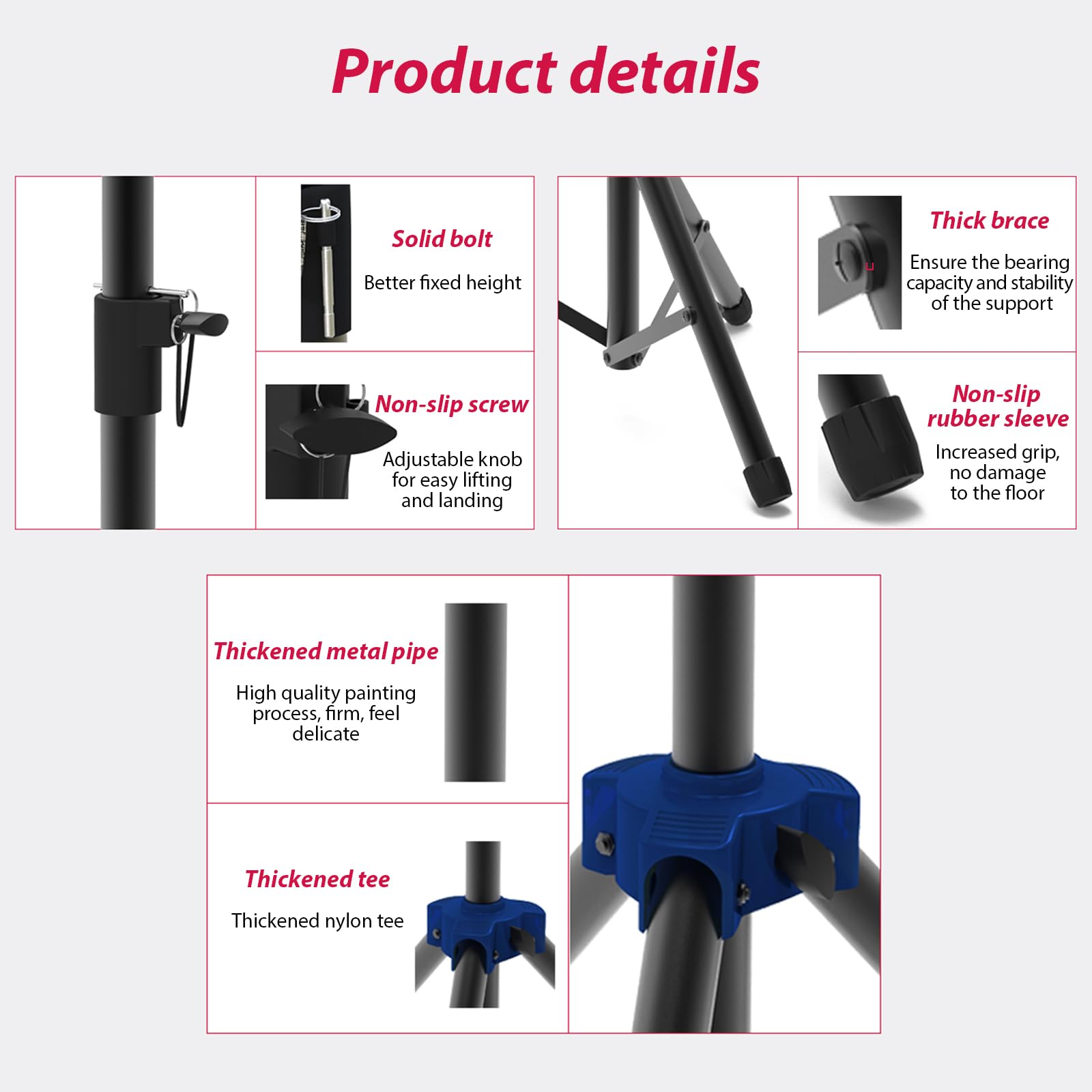 Supporto per Altoparlante Regolabile per Impieghi Gravosi Prestazioni Surround All'aperto, Supporto Treppiede Altoparlante Monitor da Studio con Base Triangolare in Metallo Rinforzato