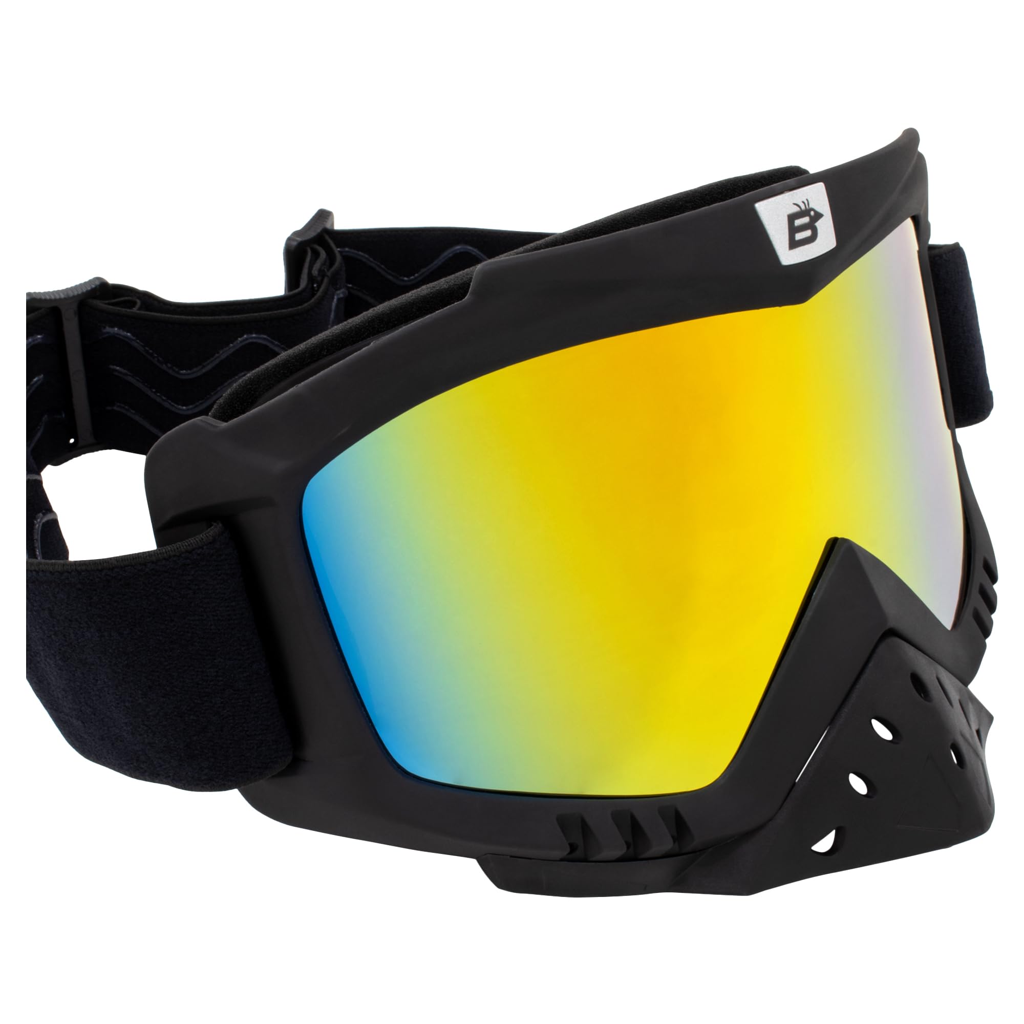 Birdz Lunettes Toucan Moto ATV Rembourrées Protège-nez amovible Verres miroir rouge et bleu