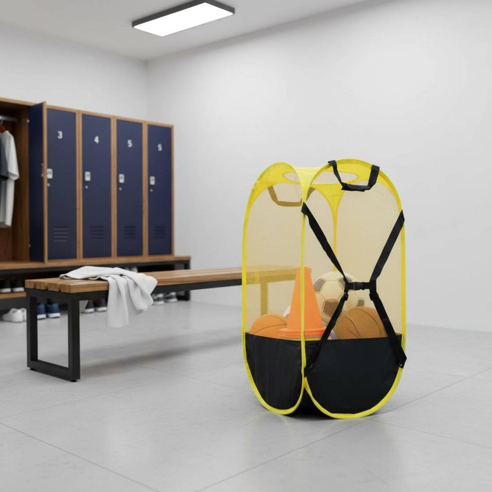Zaino Portapalloni a Ampia Rete Capacità Borsa Portapalloni Pieghevole Multiuso Attrezzatura Sportiva per Squadre Sportive, Campo Sportivo, Palestra