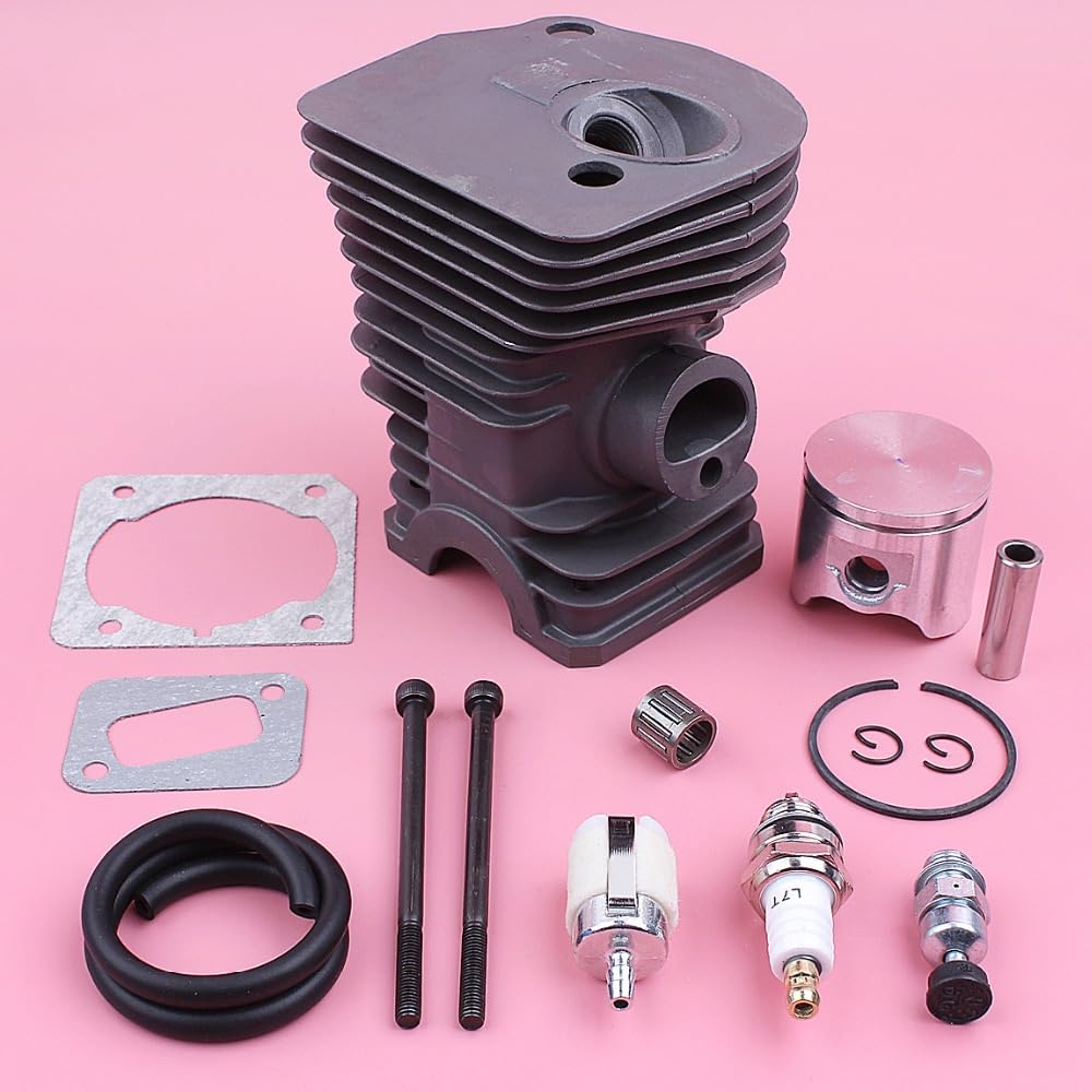 Kit de pistón de cilindro de 42 mm, for Husqvarna 340 345 Línea de filtro de combustible Junta de rodamiento Válvula de descompresión Pieza de reemplazo de motosierra Pistón de cilindro de jar