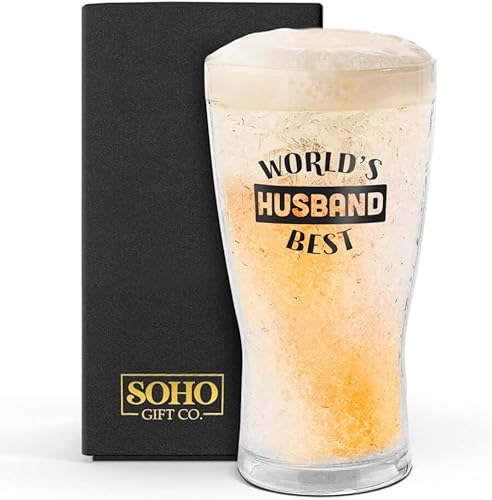 GALVANOX Taza enfriadora de plástico de 14 onzas, vaso congelado para Navidad, cumpleaños, día de San Valentín, el mejor marido del mundo (caja de