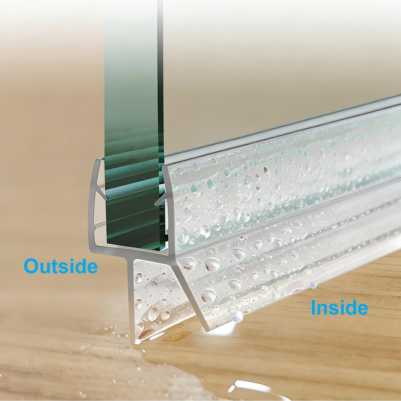 Prysznic drzwi uszczelka, Dolna listwa uszczelniająca drzwi Prysznic PVC, pakiet 2, 6-12 mm (10mm/0.39'')