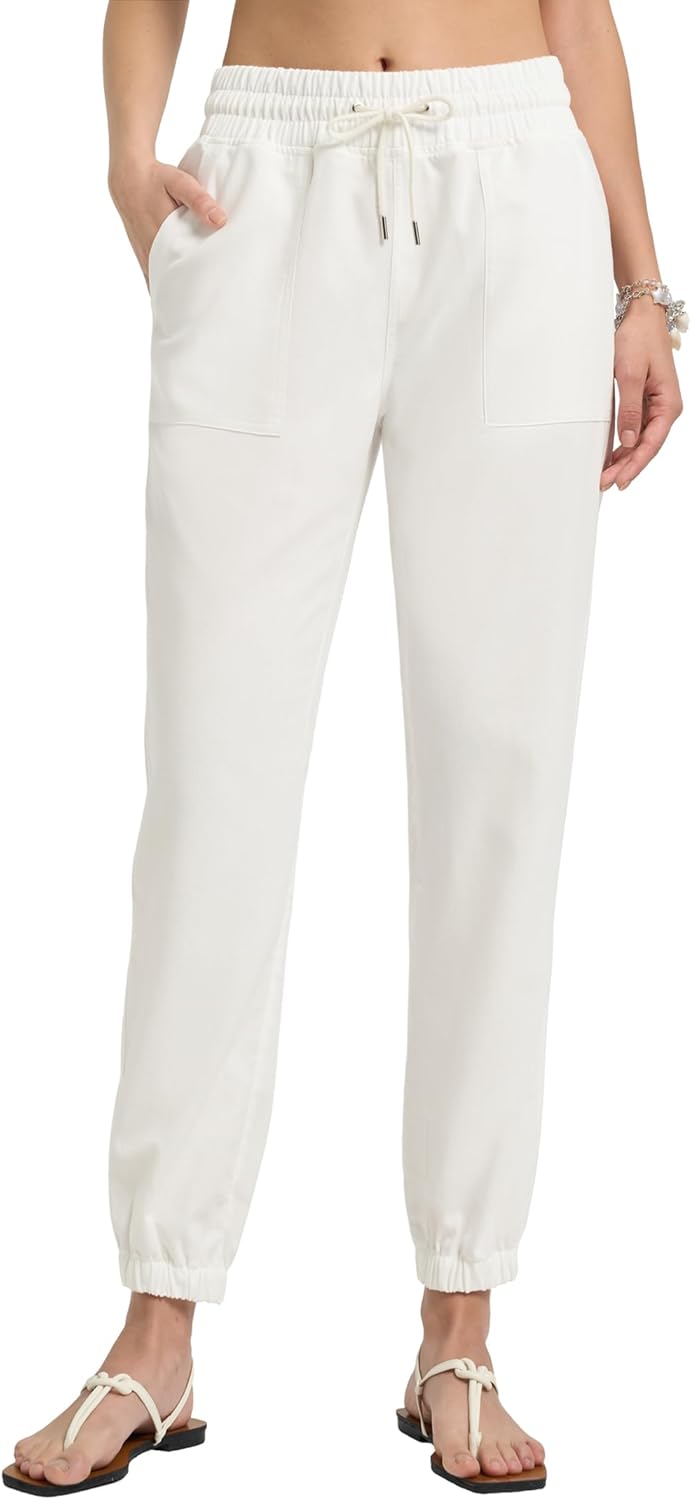 Women’s Linen Pants Joggers Lightweight Cotton Lounge Travel Beach Casual Linen Pants with Pockets 28" - Image 2