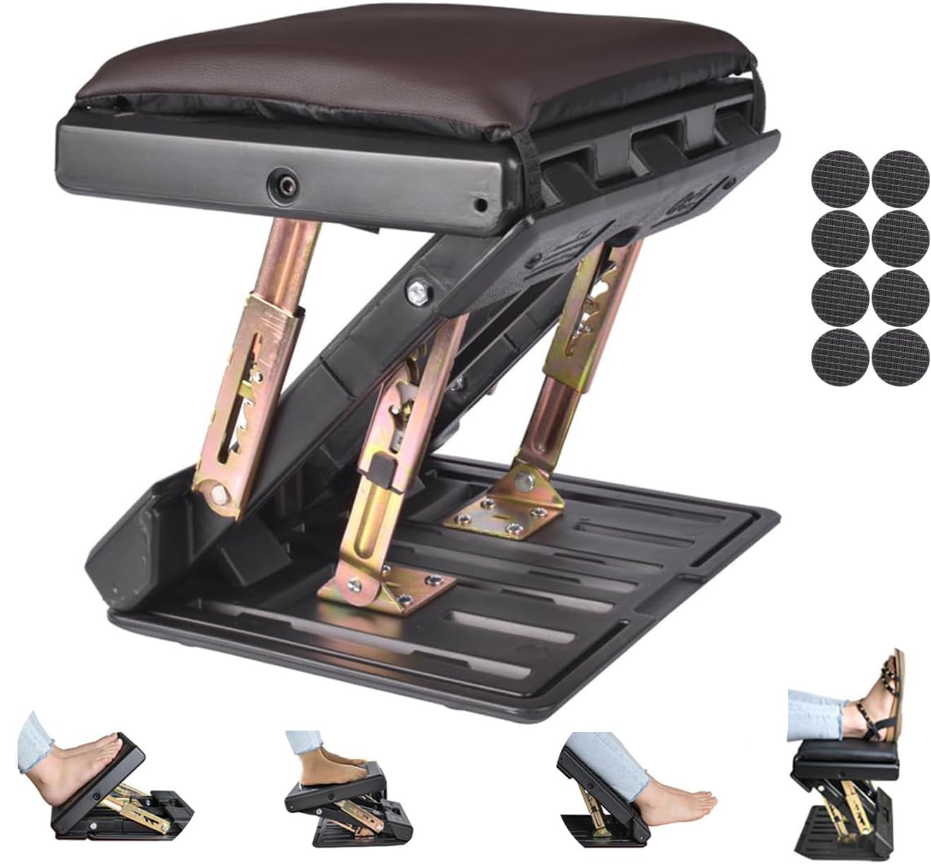 Leermart Poggiapiedi Per Sotto La Scrivania Al Lavoro, Regolabile In Altezza A 4 Livelli, Poggiapiedi Ergonomico Pieghevole Per Ufficio, Giochi, Computer, Morbido E Rimovibile, Adatto Per Tutte Le-image