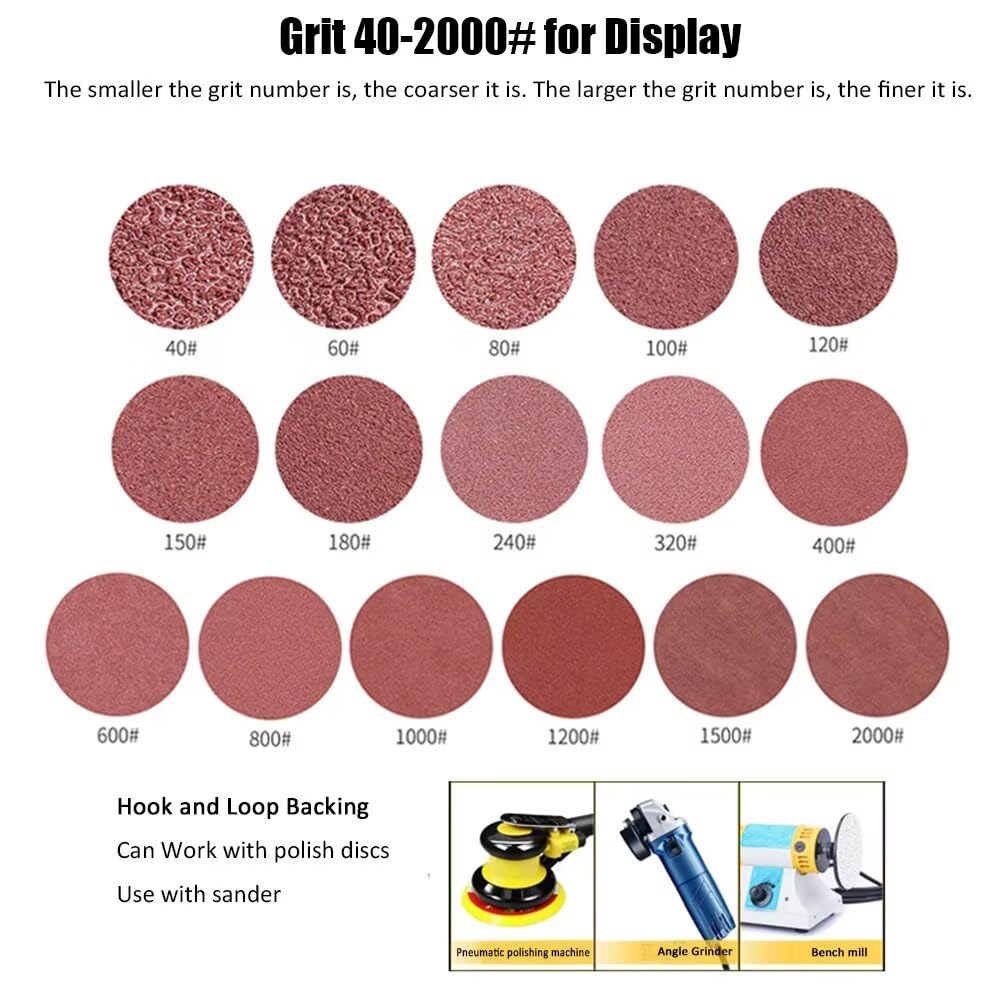 100pcs 6 pouces 150mm Rond Sandpaper 6 Trous Disque de Sable set Grit-120 Crochet et Boucle Ponceuse Papier Sablé pour Outils de Polissage