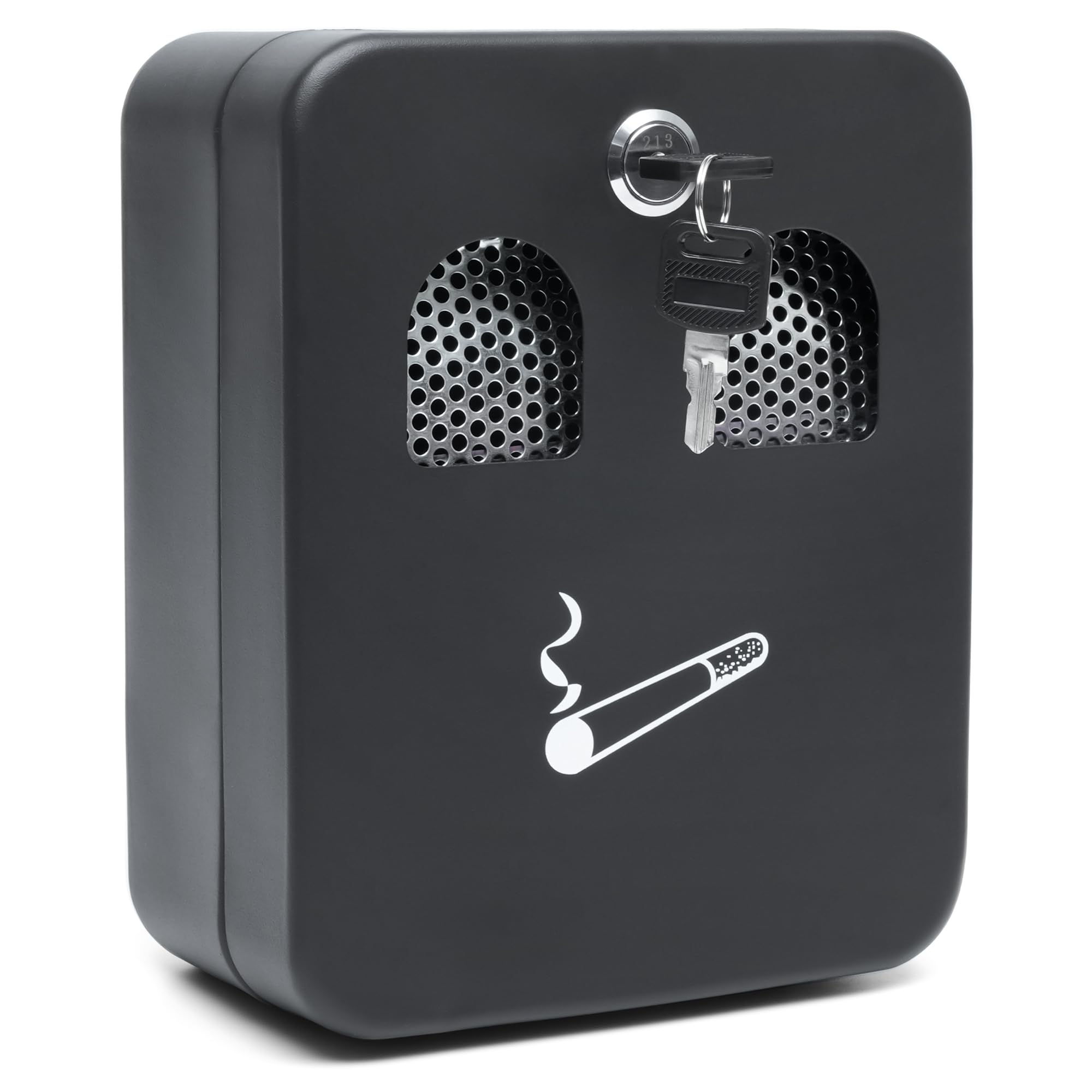 Cendrier mural grand | Poubelle à cigarettes verrouillable pour extérieur et intérieur | Cendrier pour fumeurs revêtu de poudre noire pour bureaux, restaurants et maisons | Plateau à cendres avec