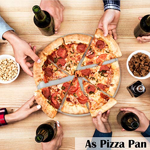 P&P Chef 10-Inch Pizza Pan Round Pizza Tray, Pizza Baking Tray Bakeware Set, Non-Toxic & Healthy, Heavy Duty & Durable, Oven & Dishwasher Safe, 3 Pack, (Brush Finish) #TOP4