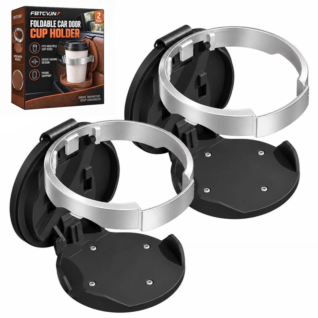 Universal Foldable Car Cup Holder with Hook Folding Automotive Door Storage