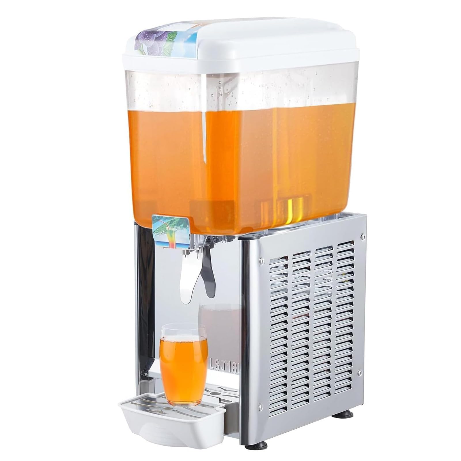 Dispensador de bebidas, dispensador de jugo refrigerado de acero inoxidable de 18 L para restaurantes, barras de jugo, uso doméstico, 280 W