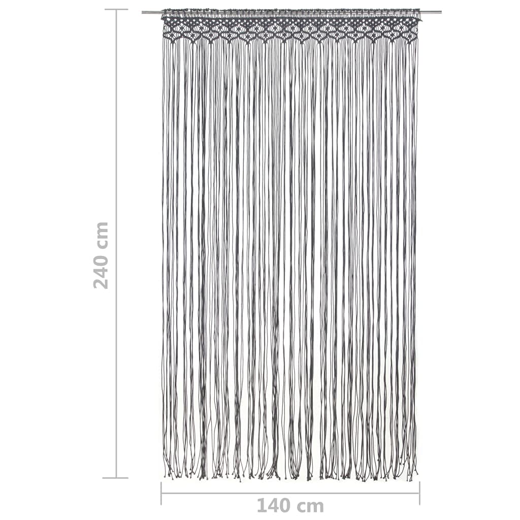 Générique Rideau Macramé Anthracite 140x240 cm Coton | 80% Coton 20% Polyester, Lavable à Basse Température, Coupe Facile, pour Tringle