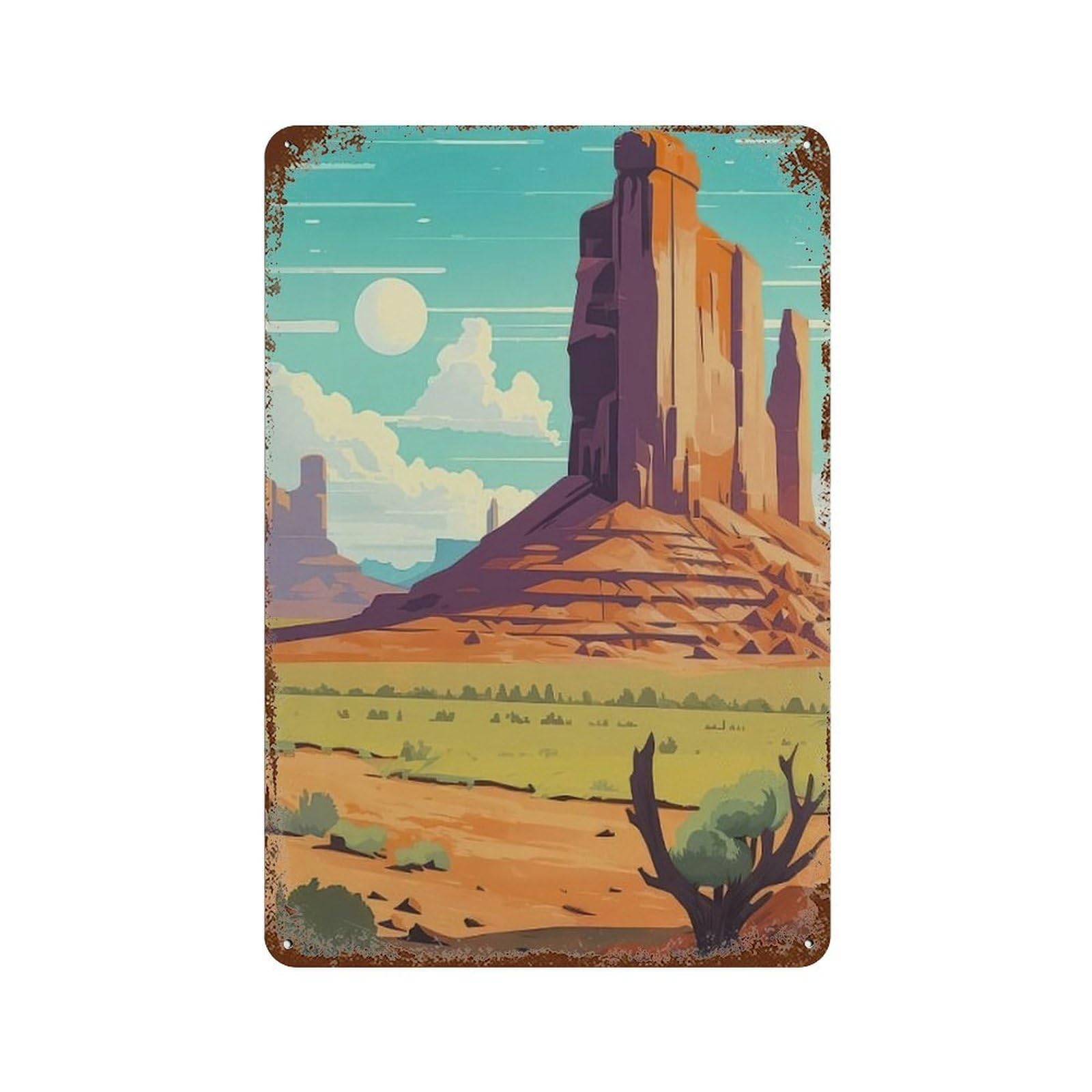xiaoxiaoshen Cityscape Monument Valley Arizona Wall Decor Art Metal Tin Poster Modern Home Decor Art Home Bar Shop Decorations Vintage Sign 30x20cm