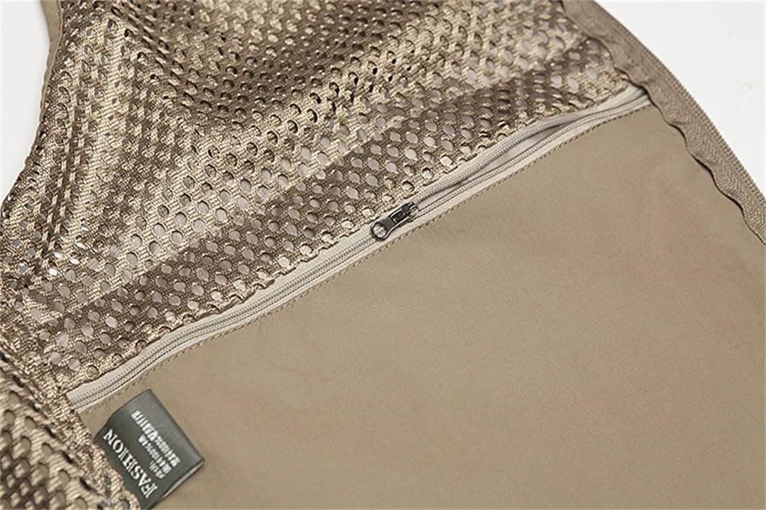 Chaleco de pesca de verano para hombre, chaleco de viaje de malla transpirable con cremallera y múltiples bolsillos, abrigo deportivo