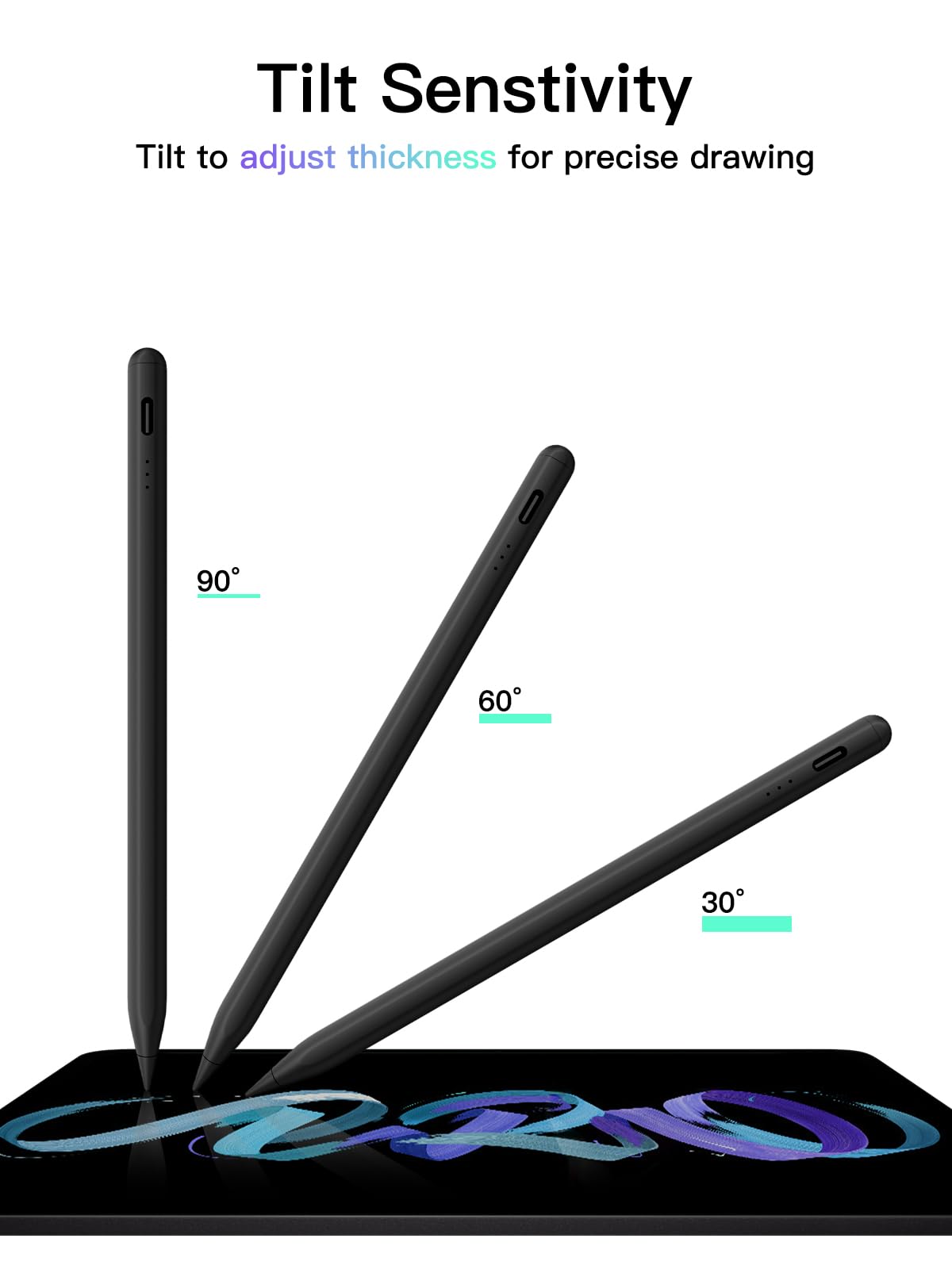 KEEPRO Rysik do iPadów (2018-2025) z funkcją szybkiego ładowania, ochroną przed dotykiem dłoni – kompatybilny z iPad A16/11/10/9/8/7/6, mini 7/6/5, Air M3/M2 11"/13" oraz iPad Pro M4 13"/12,9"/11
