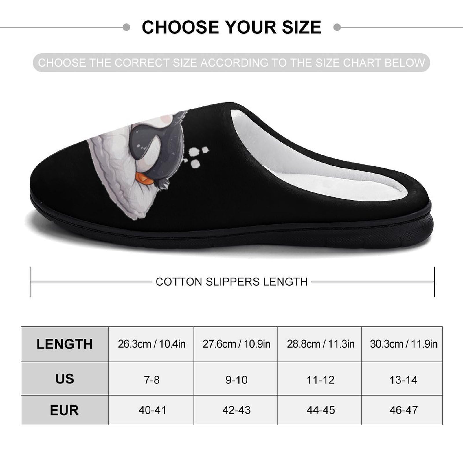 Cute Penguin Sleeping Mens Slippers Casual Slip On Warm House Shoes with Rubber Sole Indoor Outdoor 9-10?42-43?