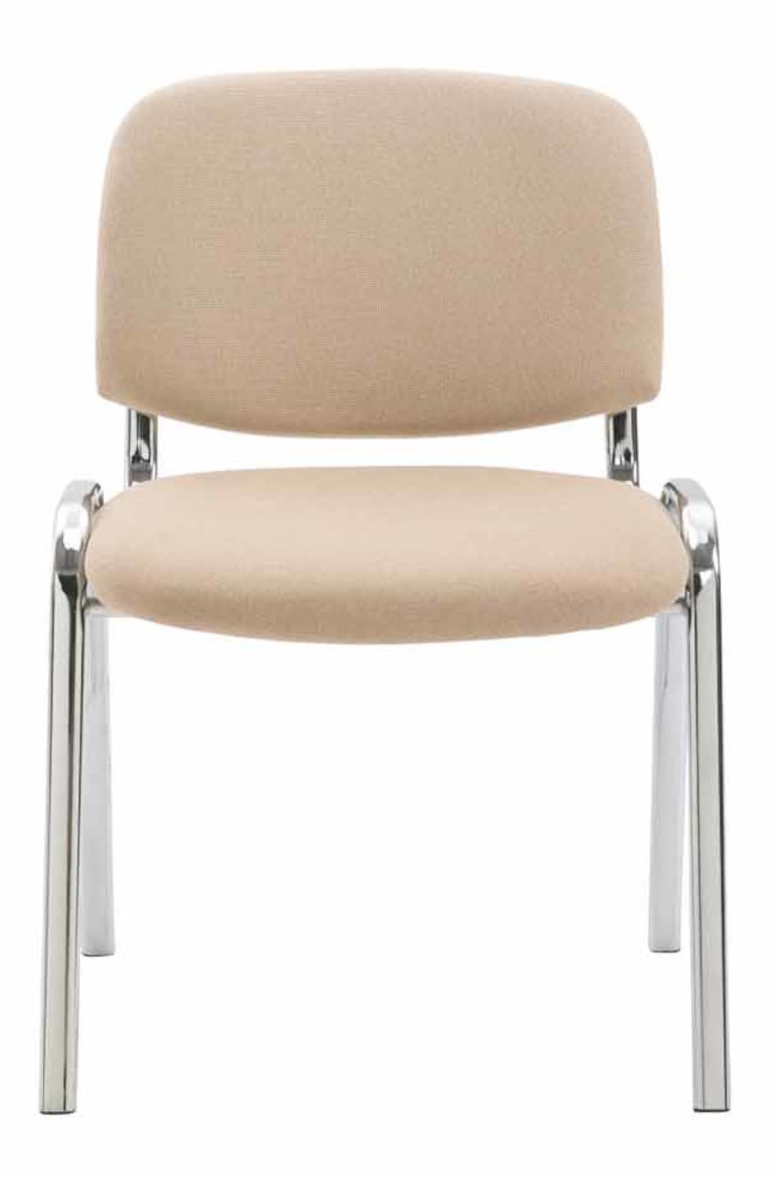 Juego de 4 Sillas Confidente Ken Chrom Tapizadas en Tela Apilables, Crema