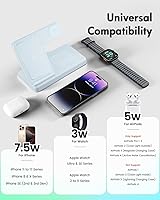 Vista 2 de Estación de carga inalámbrica del soporte del cargador: Soporte de cargador 3 en 1, múltiples dispositivos para Apple - iPhone 17 16e 16 15 14 Pro