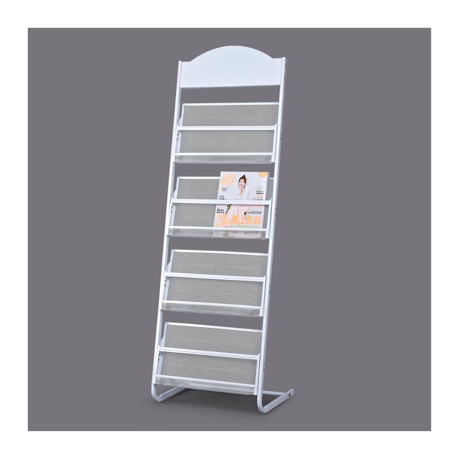 ASerZenith Floor-standing Display Rack, Floor-Standing Magazine Rack Newspaper Storage Rack Fashion Newspaper and Magazine Rack Publicity Materials Display Rack Office Supplies,for (White)