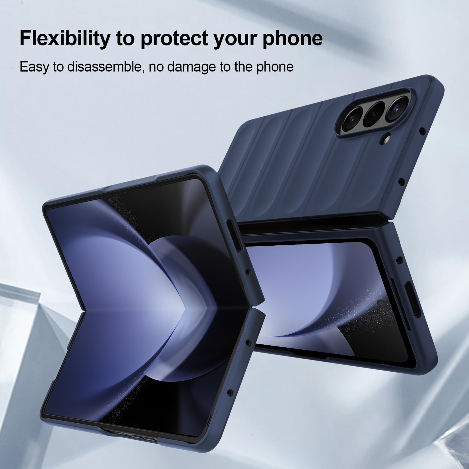 Case for Samsung Galaxy Z Fold 5, Hard PC Slim Fit Bumper Case, Anti-Scratch Shockproof Protective Phone Cover, Blue — view 4