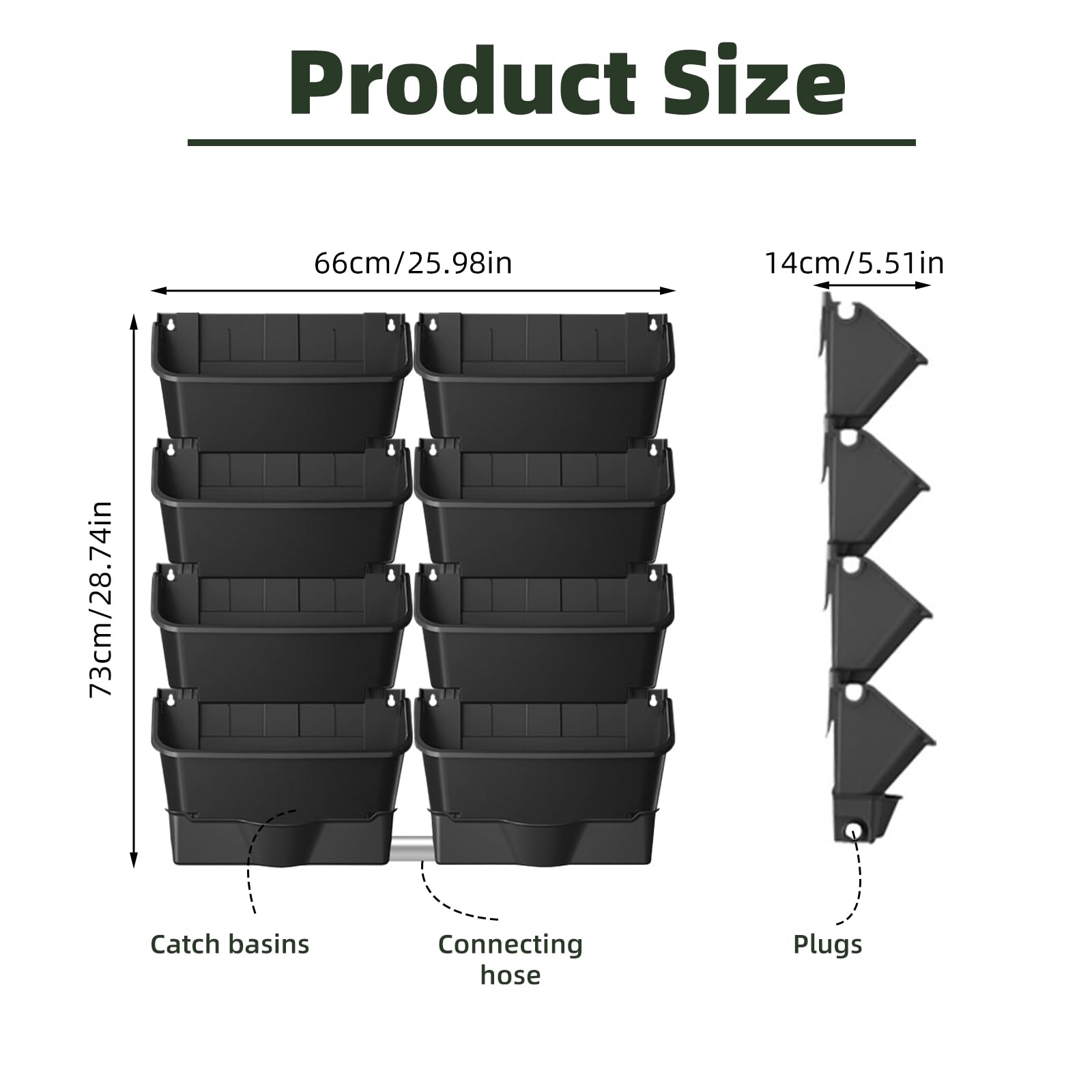 XQZMD Self Watering Wall Planting Pot, Outdoor Hanging Planter Bags with 8 Pots, Vertical Living Green Wall - Image 2