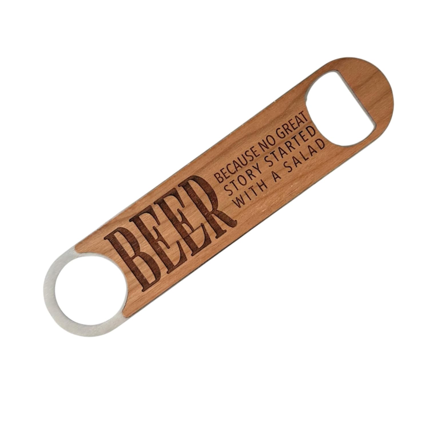 Funny Wooden Bottle Opener, Engraved Beer Opener, Gag Gift for Men, Beer Lover Gift, Father’s Day Gift, Man Cave Bar Tool, Personalized Rustic Bottle Opener (No Great Story Started With Salad) Funny Wooden Bottle Opener, Engraved Beer Opener, Gag Gift for Men, Beer Lover Gift, Father’s Day Gift, Man Cave Bar Tool, Personalized Rustic Bottle Opener (No Great Story Started With Salad)