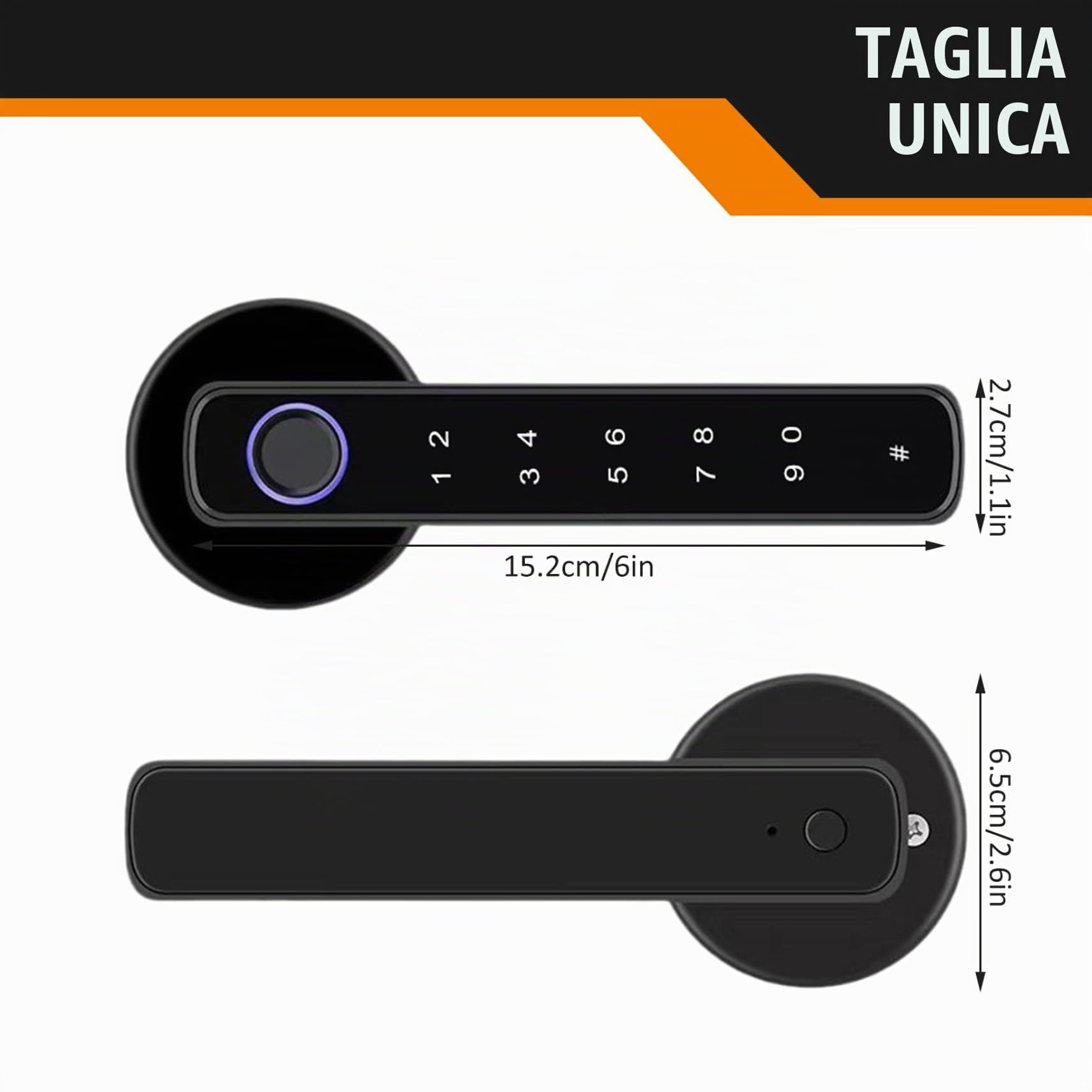 Serratura per porta con impronta digitale Maniglia per porta intelligente 4 in 1 con impronta digitale/APP/codice/chiavi Blocco tastiera elettronica per camera da letto Home Hotel Office Apartment