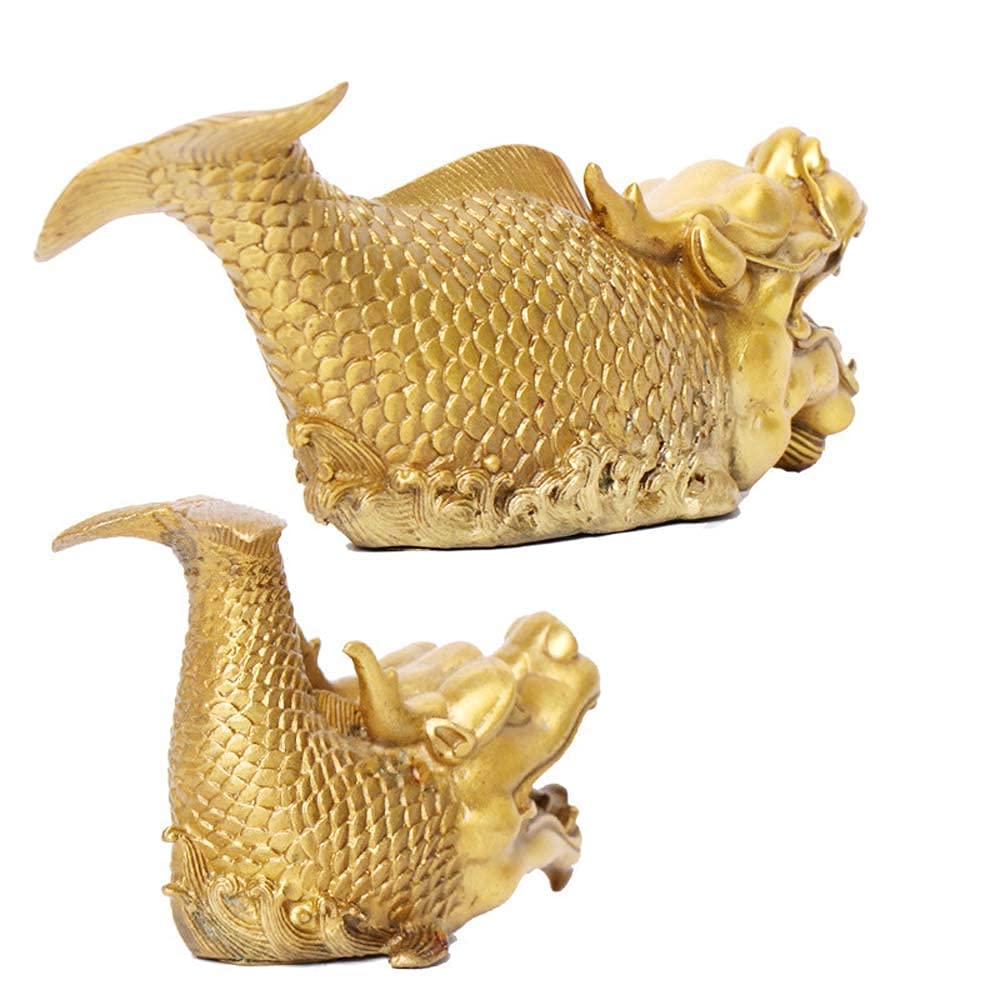 Escultura Decorativa Moderna, Estatuas De Dragón Y Pez Zodiacal De Latón Puro, Figura Decorativa China Feng Shui para El Hogar Y La Oficina, Escultura De Riqueza Y Buena Suerte, Una Escultur