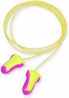 Howard Leight Laser Lite High Visibility Corded Foam Earplugs, 100 Pairs, NRR 32, Pink/Yellow - Disposable Hearing Protection
