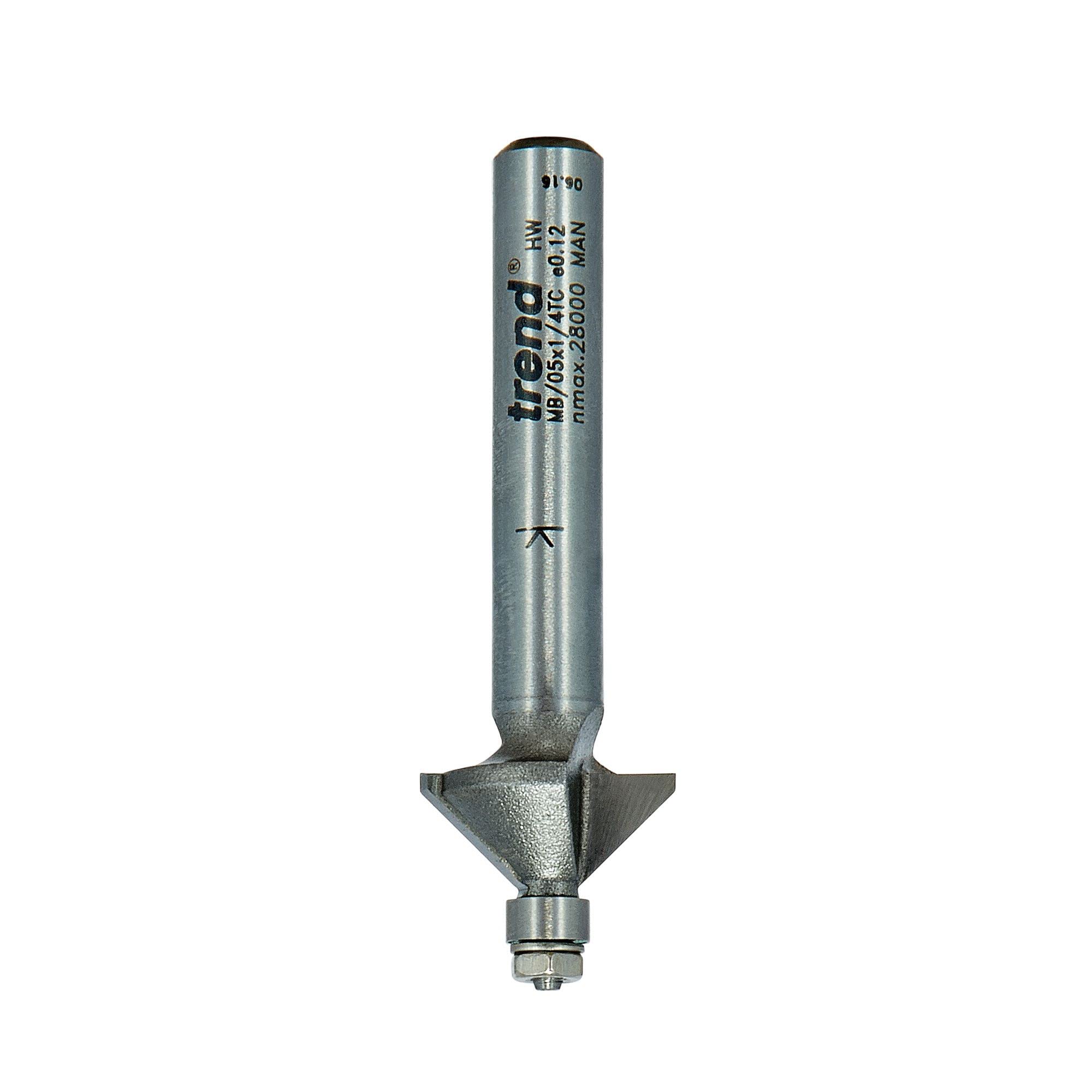 Trend Profesjonalny frez do obróbki krawędzi Miniature Chamfer 45 stopni, trzpień 1/4 cala, średnica cięcia 14,3 mm i długość cięcia 6,35 mm, z węgliku spiekanego, MB/05X1/4TC