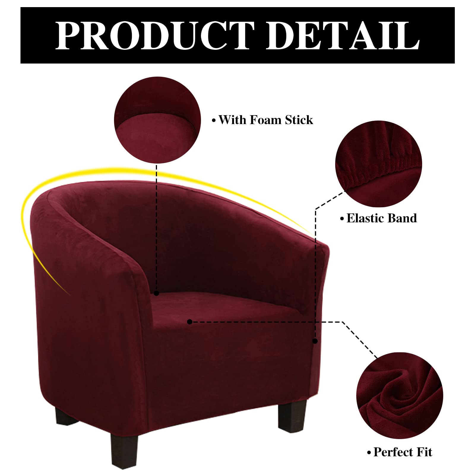 Jaotto Copripoltrona 1 Posto Elasticizato,Fodere Copripoltrona Universale,Copripoltrona da Cocktail Chesterfield Velluto Lavabile Antiscivolo per Bancone Soggiorno Tullsta (Boedeaux,1 Pezzo)