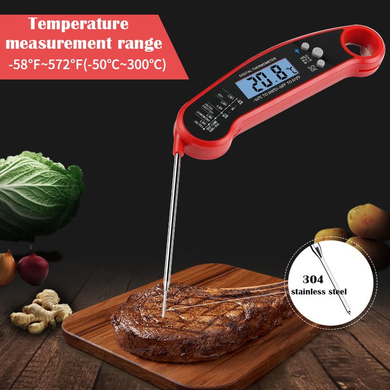 Miniatura 3 de X&E Termómetro digital para carne, lectura instantánea impermeable, sonda plegable, retroiluminación, abrebotellas, imán y calibración, ideal para