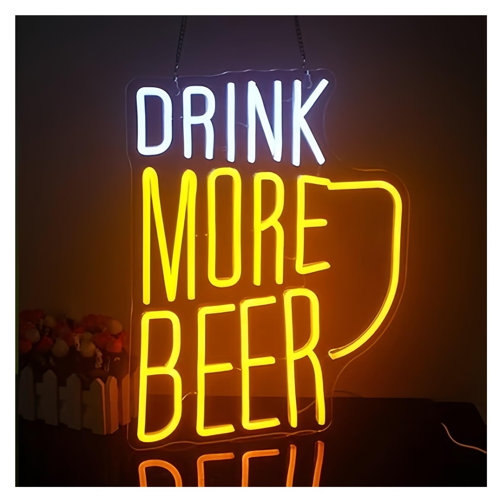 LEMST Signs Lamp Drink More Beer Neon Signs USB Powered, Lettera Neon Lights Suitable for Wall Decor Dimmable Night Lights 32.8cmx42cm
