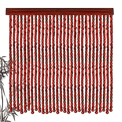 Jolan Cortinas De Cuentas para Puertas De Bambú,Partición De Madera Natural Cortina De Abalorios 60×200cm 80×200cm 90×200cm,Decorativos Paneles De Cuerda De Cuentas De Hilos,W×H-120strands(120×160cm)