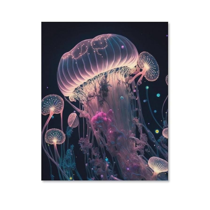 Amazon.co.jp: 絵画 水に浮かぶクラゲインテリア 絵画 幻想的な