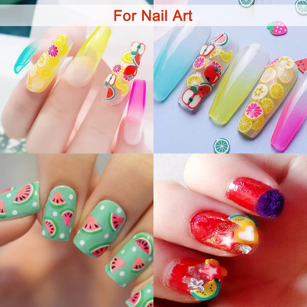 36 cajas de rebanadas de manicura de frutas, lyfLux 36 estilos de barra de uñas DIY, cerámica blanda 3D, producción de resina, brillo de labios y decoraciones (fruta, animal, dibujos animados)