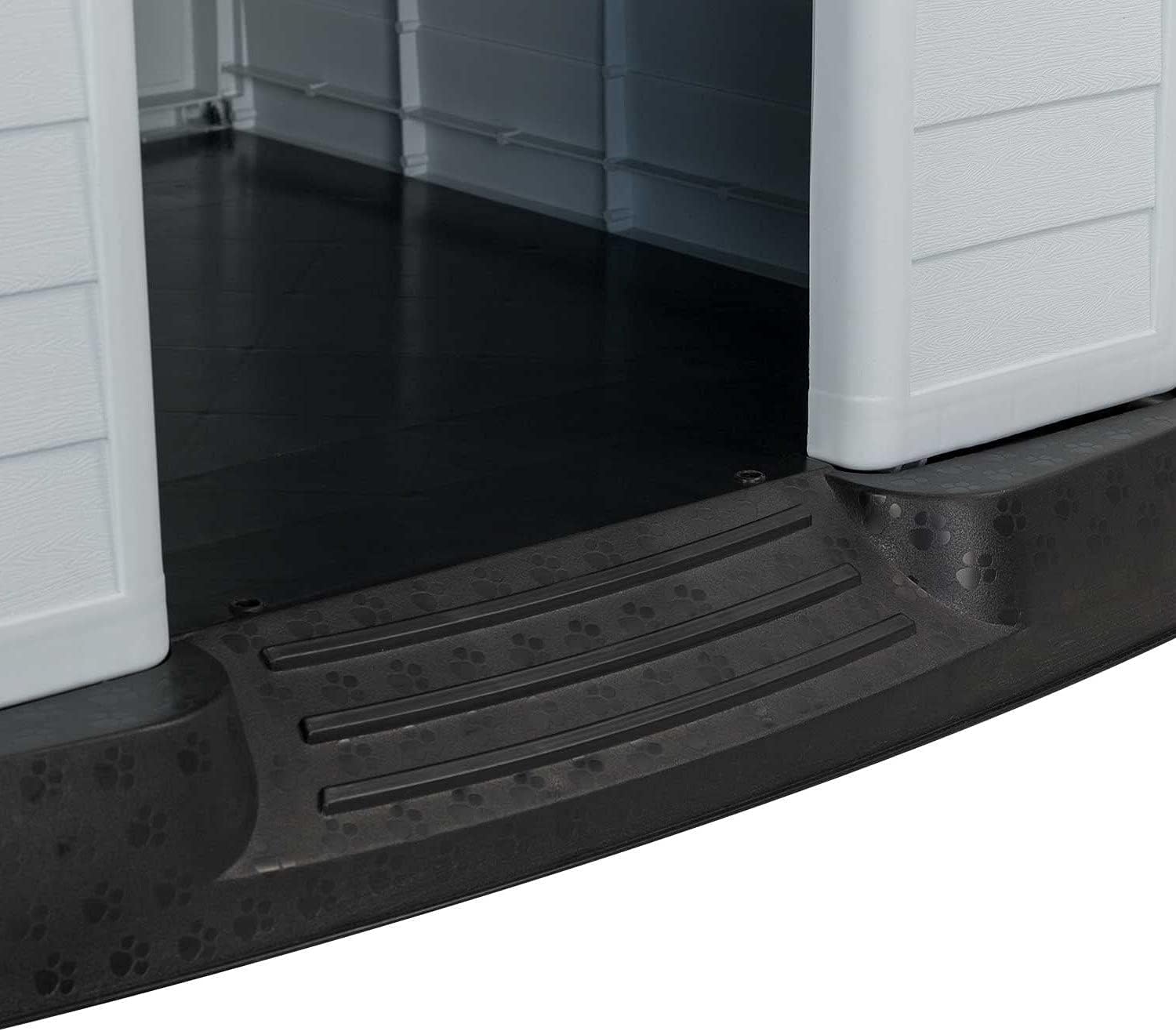 Aqpet Cuccia per Cani in Plastica per Esterno Interno Casa Giardino, Impermeabile con Pavimento Rialzato, per Cani Taglia Media 87 x 78 x 81 H, Grigio