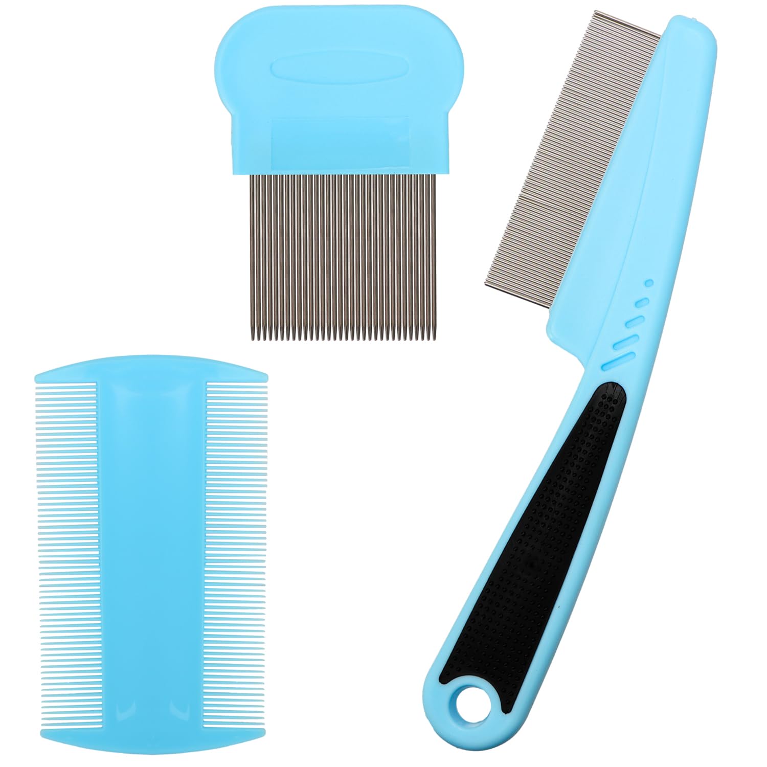 3 Pack Flea & Lice Combs for Dogs, Cats & Small Pets – Grooming Tool for Eye Tear Stains