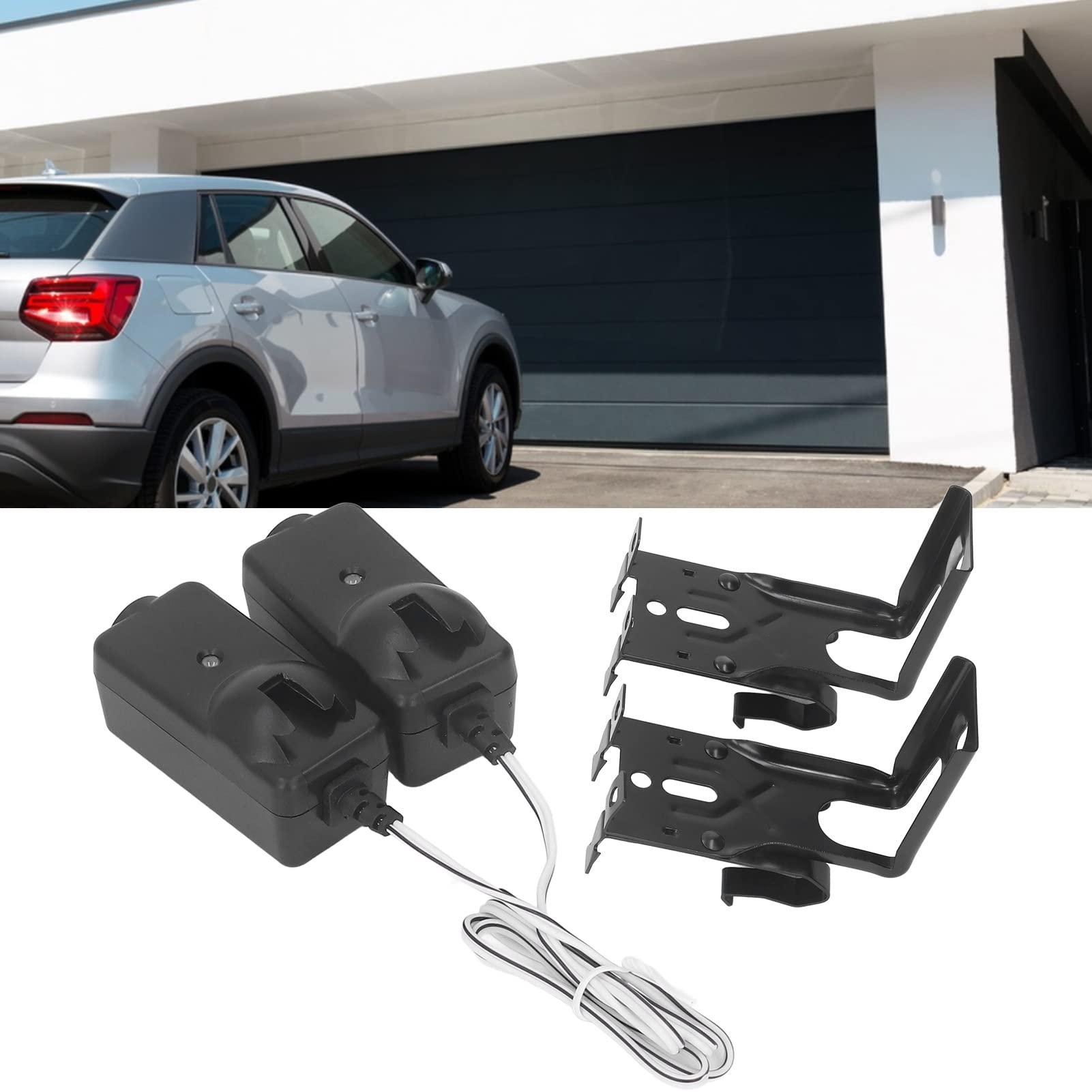 Kit de Sensor de Seguridad, Sensor de Seguridad de Garaje, Sensor de Apertura de Puerta de Garaje con Soporte, Kit de Sensor Seguro de Sensores Duales ABS de Acero Inoxidable