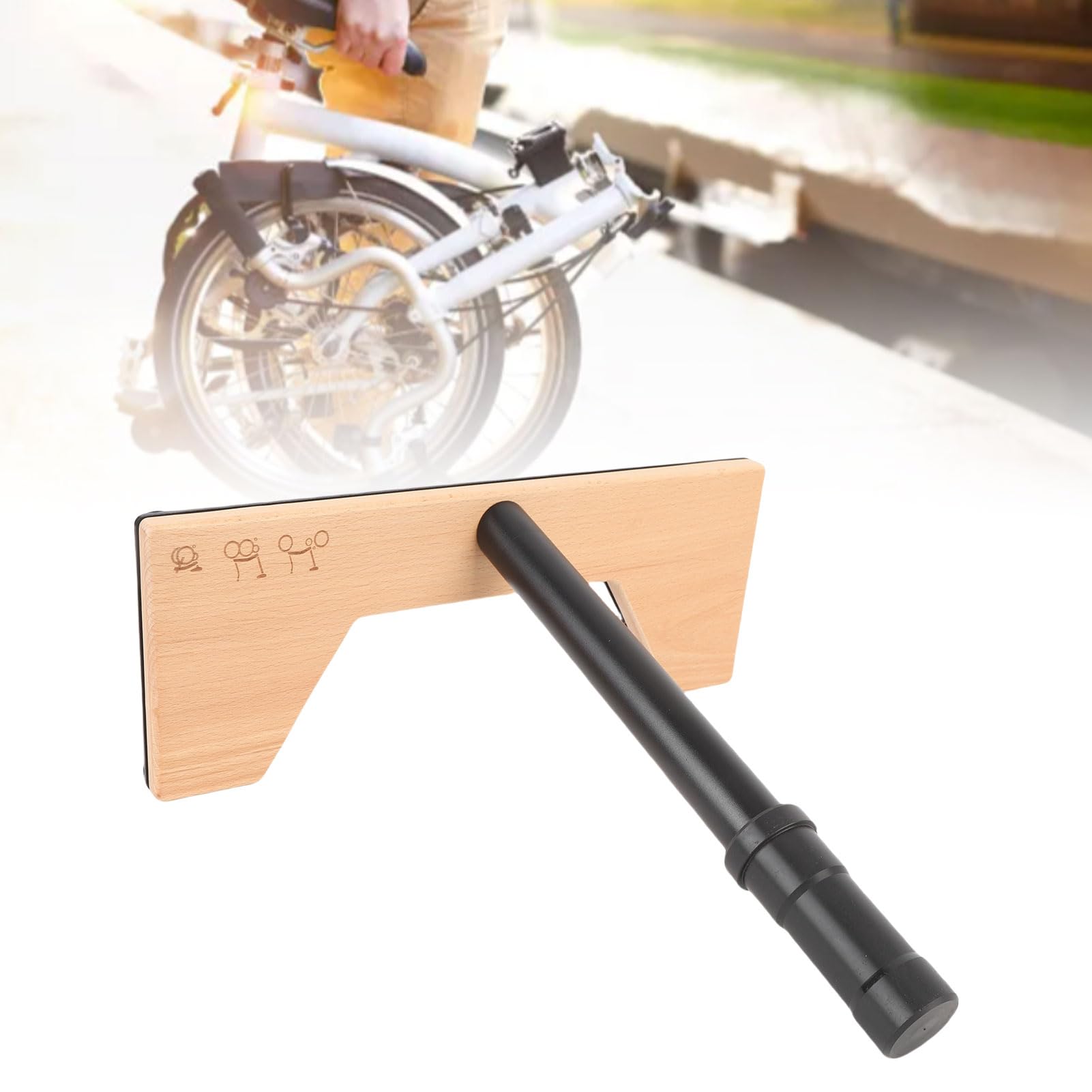 Tbest Portabici Pieghevole in Legno Massello Espositore da Pavimento in Alluminio per Garage per Interni Ed Esterni