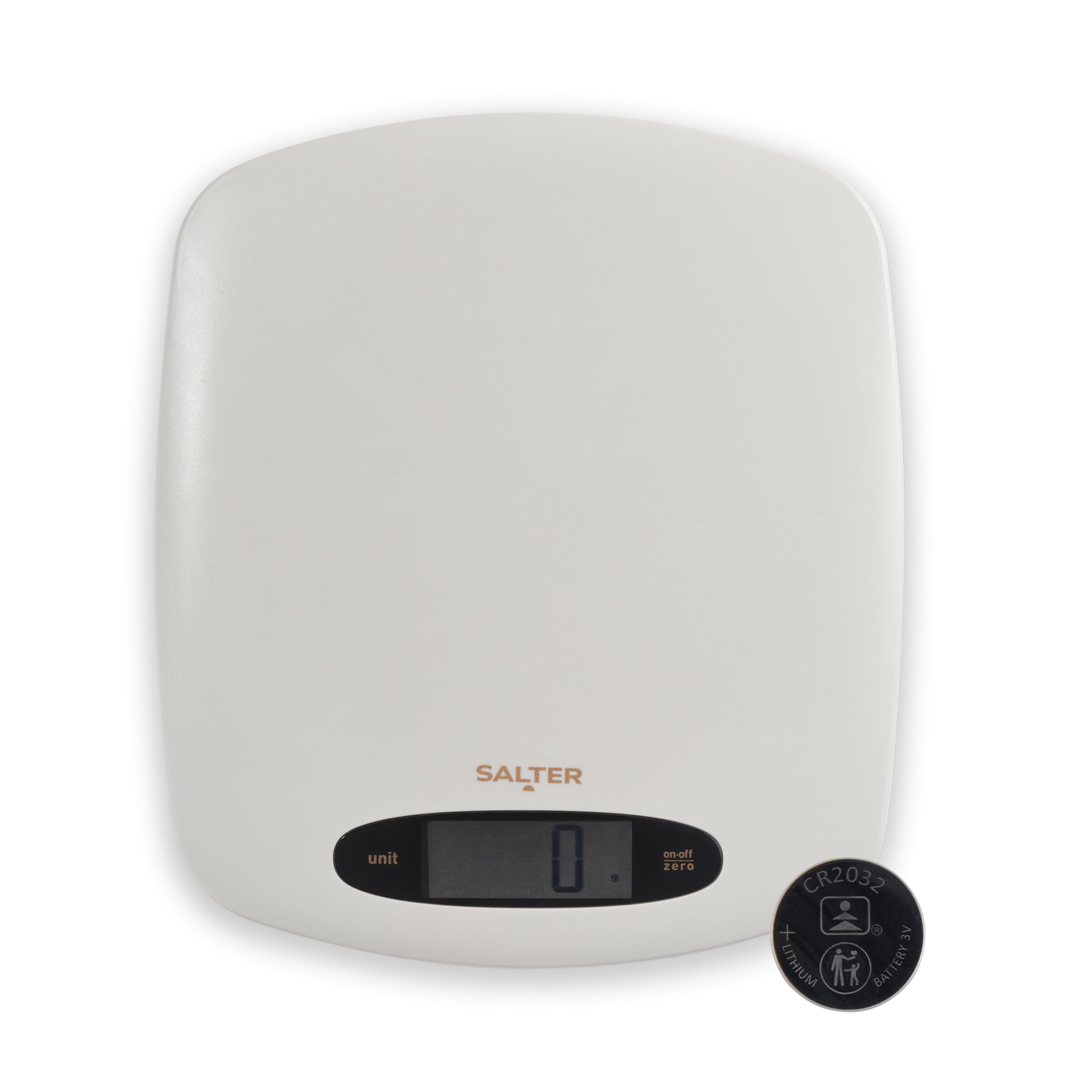 Salter Pebble Digital Kitchen Scale – Electronic Baking Scale, Tare Function, Aquatronic Function, Measures Liquids, 5kg Capacity, Metric/Imperial Measures, LCD Display, Stone