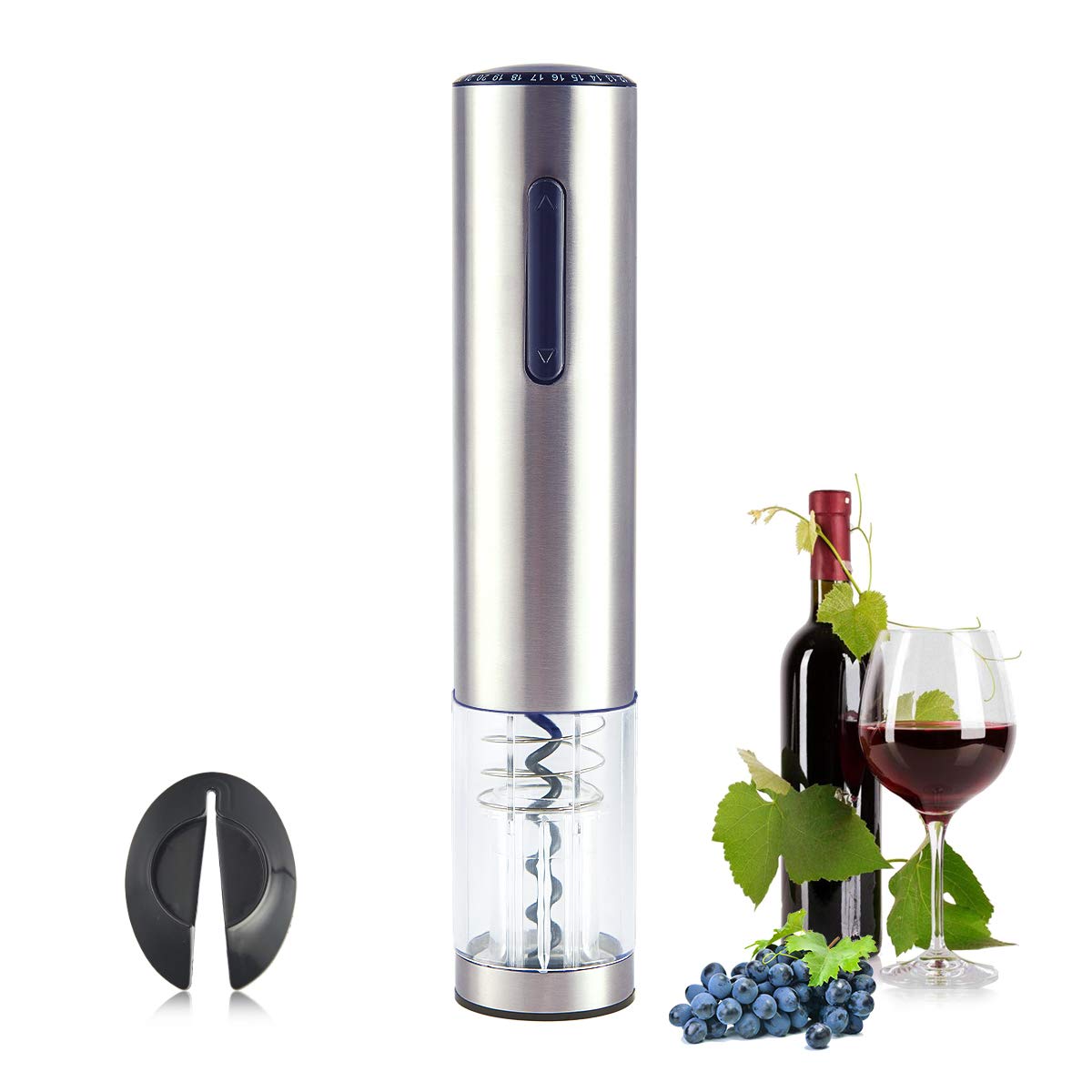vplus Electric Wine Opener Rechargeable Automatic Wine Bottle Opener with Foil Cutter & USB Charging Cable (Stainless Steel)