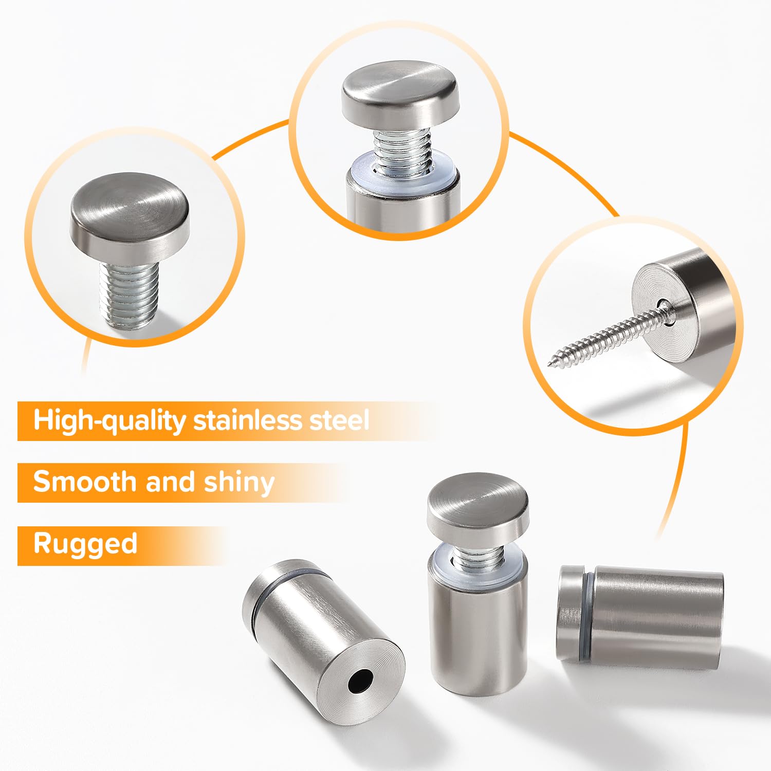 Lyeteung 8 PCS 19×30 mm Standoff Fixings, Stainless Steel Advertising Screw, Sign Standoff Screws - Image 3