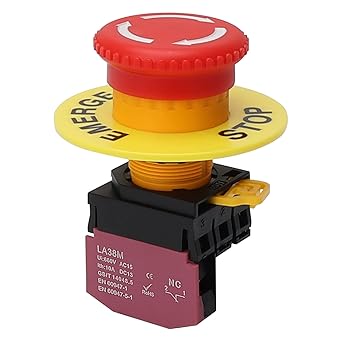 STARELO 22MM 1NC Red Mushroom Emergency Stop Latching Push Button Switch Normally Closed Safety Stop Switch 10A 660V IP54?LA38M-01ZS)