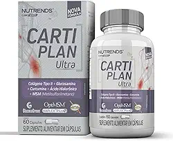 Cartiplan Ultra, Colágeno Tipo 2, Glucosamina, MSM, Curcumina, Ac. Hialurônico - Nutrends 60 Cápsulas