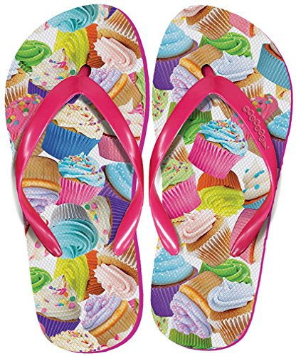 iscream Girl's 'FunPrints' Beach and Camp Flip Flops - Cupcakes
