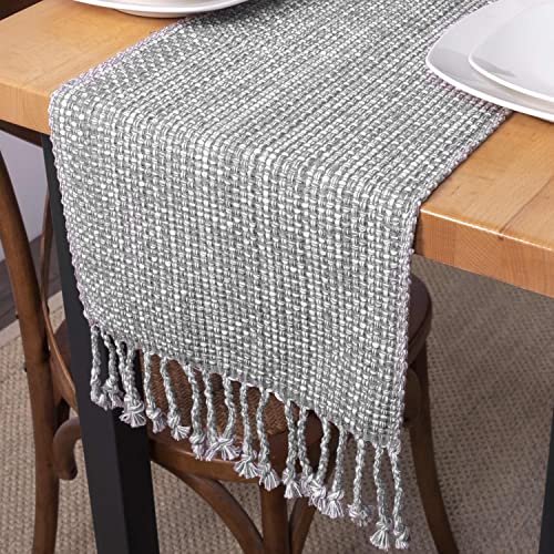 Chemin de table coton gris lavable pour protéger la table de salle à manger - 7