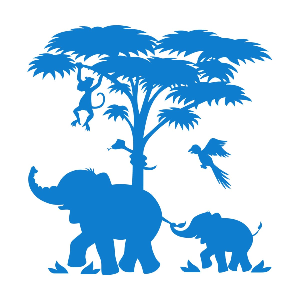Kids Animal Elephant Wall Art Decal for Nursery Jungle Room Decoration Monkey Tree Wall Stickers Boys Bedroom Decor Murals Extra Large - 100x102cm