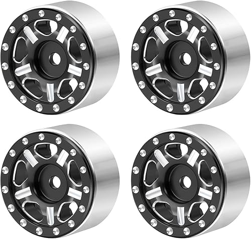 Miniatura 3 de Juego de ruedas y neumáticos RC de 124 de 1 pulgada con micro Beadlock neumáticos de goma de 2.126in con inserto de espuma para cerrojo Axial SCX24