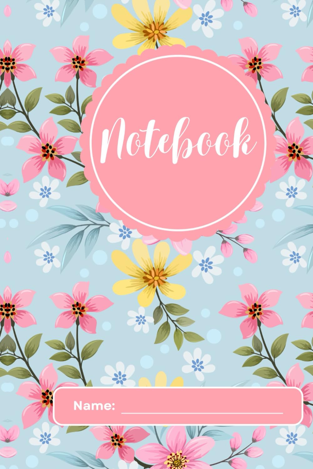Pink and Blue Flower Notebook | Beautiful Floral Design by CRAZO MAZIC | Lined Journal for Writing, Notes, and Ideas